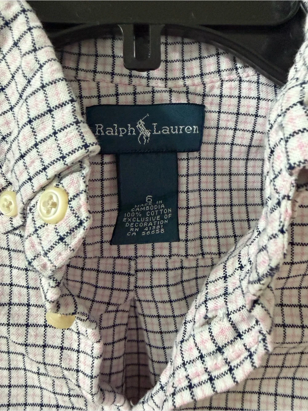 Ralph Lauren Boys' Button-Down Shirt - White with Navy & Red Check